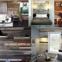 design inhabituel d'une chambre avec une vieille photo de planches