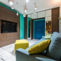 design original de l'appartement en photo bleue