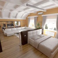dormitorio y sala de estar de estilo claro en una habitación