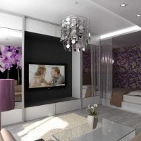 interior brillante de dormitorio y sala de estar en una habitación photo