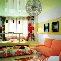 decoración luminosa del dormitorio y la sala de estar en una habitación