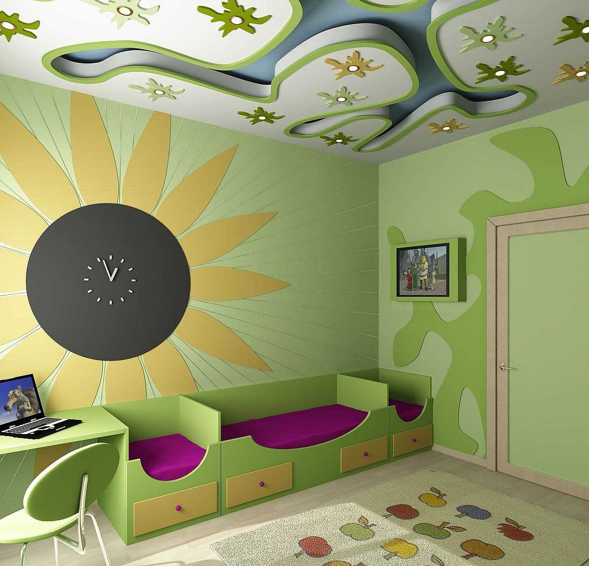 décoration lumineuse au plafond avec lumière supplémentaire