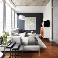 hermoso interior del dormitorio y la sala de estar en una habitación