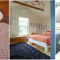 oreillers au crochet dans le décor de la photo du salon