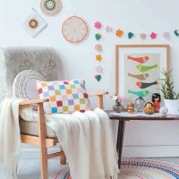 oreillers au crochet dans la photo de la chambre à coucher design