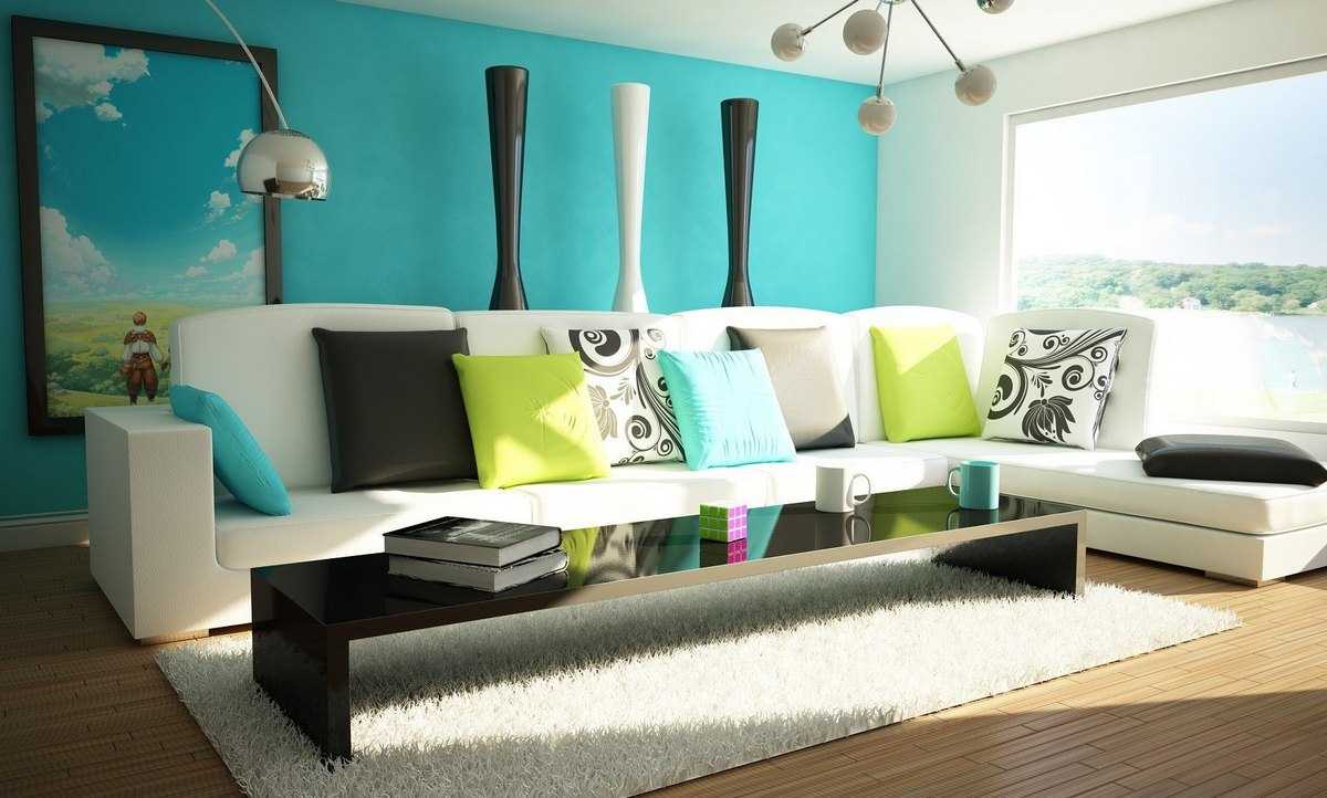 brillante interior de la casa en color mostaza