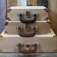 bel intérieur de chambre avec photo de vieilles valises