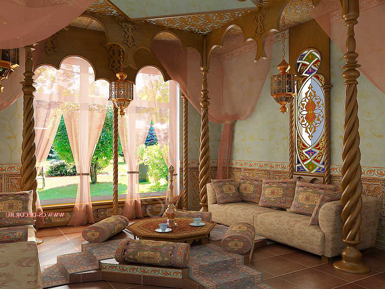 intérieur de salon de style oriental moderne