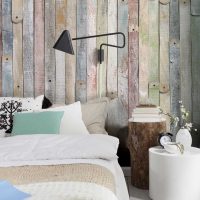design original d'une salle avec une vieille photo de planches