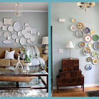 l'idée d'un bel appartement intérieur avec des assiettes décoratives sur le mur photo