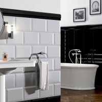 idée de design lumineux d'une photo de salle de bain blanche