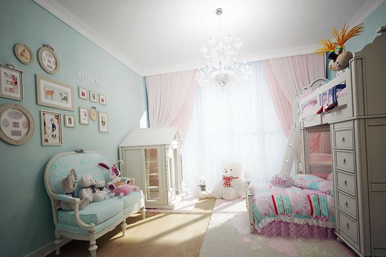 Una variante de un hermoso diseño de un dormitorio para una niña