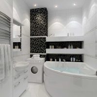 version de l'intérieur insolite d'une photo de salle de bain blanche