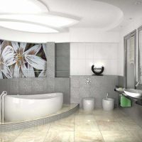 version de l'intérieur lumineux de la salle de bain dans la photo de l'appartement