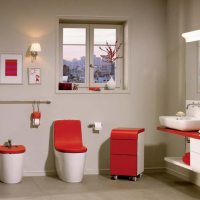 photo de salle de bains blanche de style lumineux photo