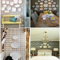 variante d'une belle décoration de chambre avec des assiettes décoratives sur le mur photo