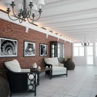 l'idée d'un style inhabituel de la véranda dans la maison photo