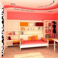 idea de un interior de dormitorio de color para una niña photo