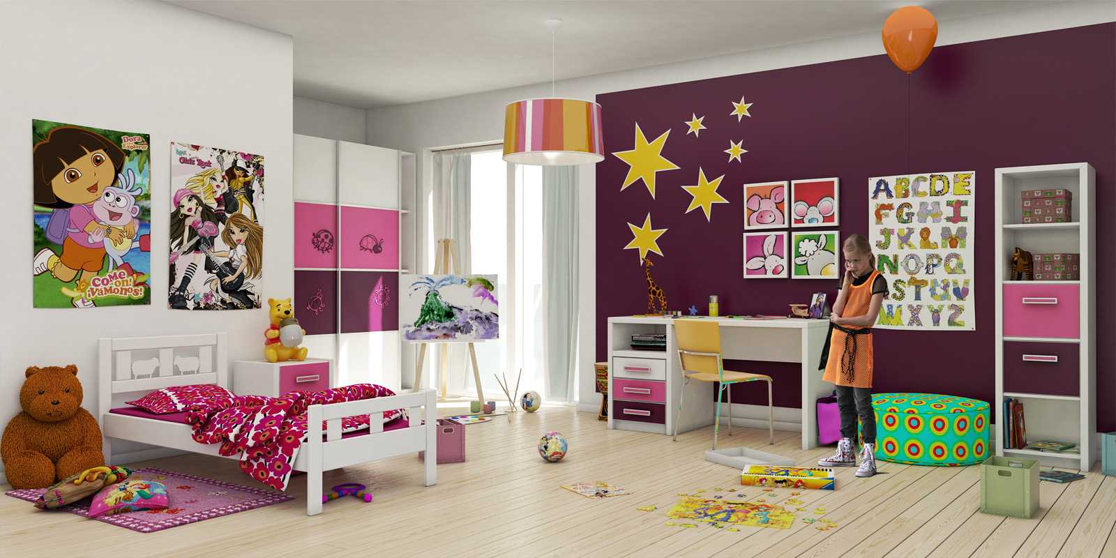la idea de un hermoso diseño de dormitorio para niña