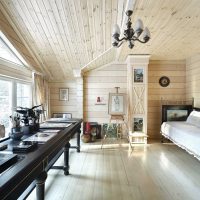 version du bel intérieur d'une maison d'été dans le village photo