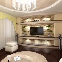 l'idée d'une pierre décorative brillante dans la conception de la photo de l'appartement