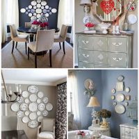 l'idée d'une décoration de chambre moderne avec des assiettes décoratives sur le mur photo