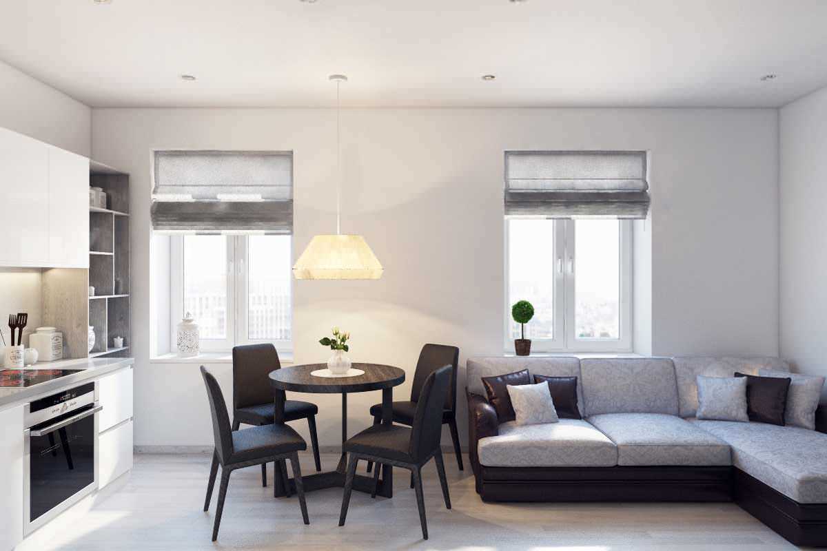 variante del interior luminoso de un apartamento de 2 habitaciones