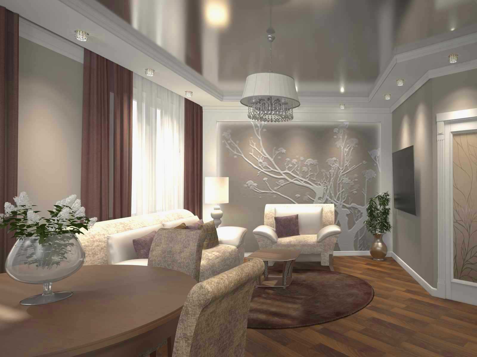 La idea del interior original de un apartamento de 2 habitaciones.