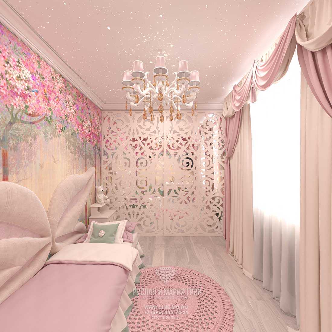 variante del diseño brillante de la habitación para la niña
