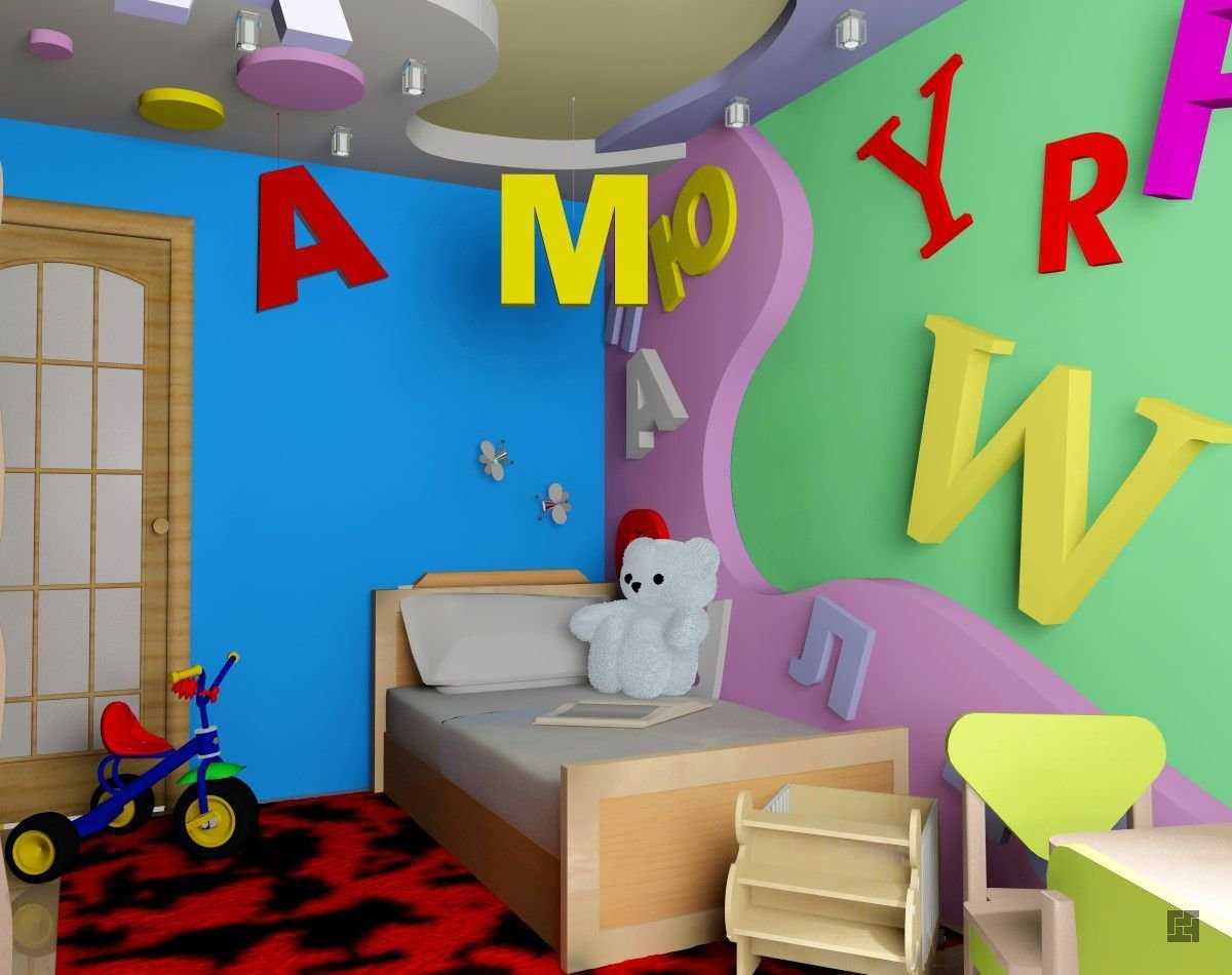 la idea de usar letras decorativas en el diseño de la habitación