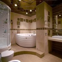 idée d'un intérieur lumineux d'une grande salle de bain photo