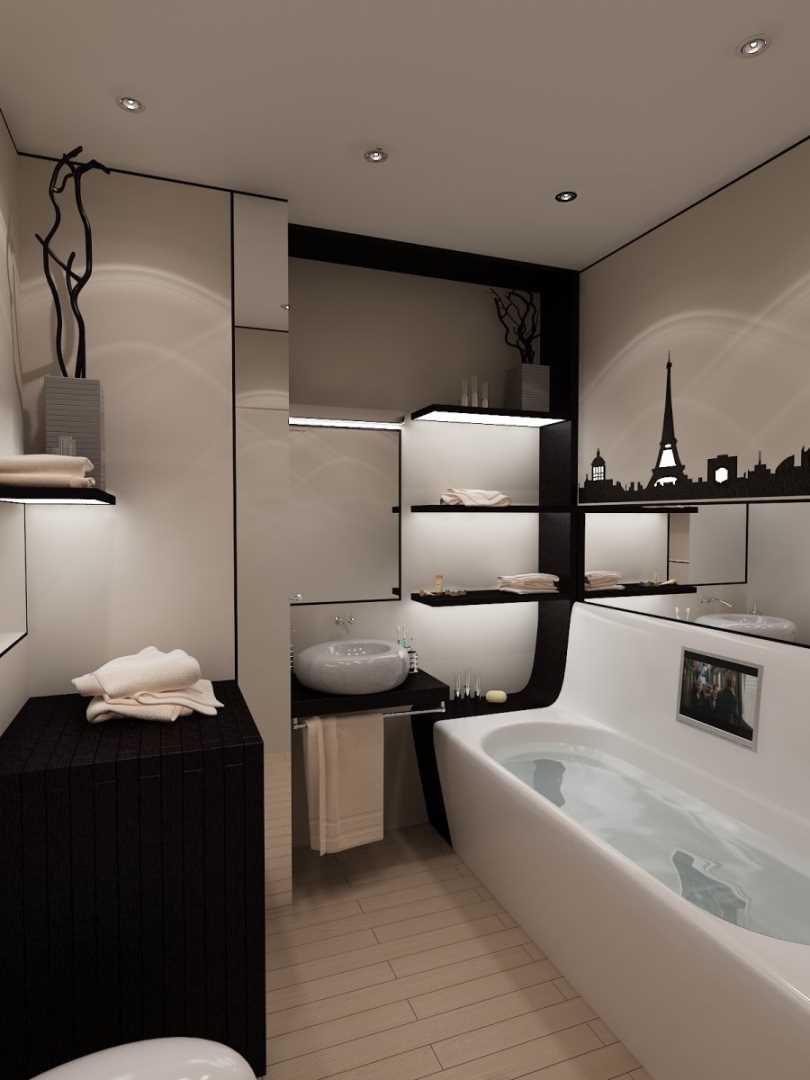 La idea de un baño de estilo hermoso de 6 m2.