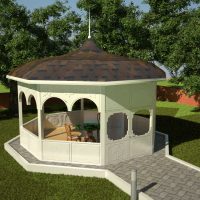 l'idée d'une belle conception d'un gazebo dans la photo de la cour
