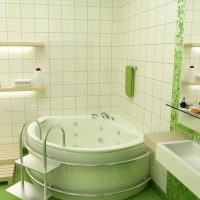 idée de design inhabituel d'une salle de bain avec une baignoire d'angle photo