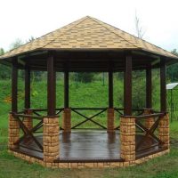 l'idée d'un gazebo de style moderne dans la photo de la cour