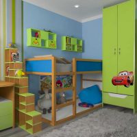 l'idée d'un intérieur de chambre d'enfant lumineux pour deux garçons photo