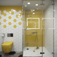 variante del diseño brillante del baño foto de 6 metros cuadrados