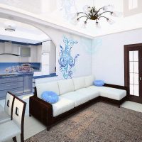 Un exemple de conception inhabituelle d'un salon photo 25 m²