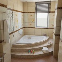 version de l'intérieur de la salle de bain moderne avec photo de la baignoire d'angle
