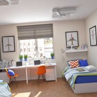 version de l'intérieur lumineux d'une chambre d'enfants pour deux garçons photo