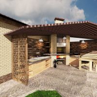 idée de design lumineux de la cour d'une maison privée photo
