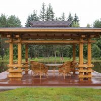 version du design moderne du gazebo dans l'image de la cour