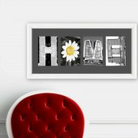 la idea de usar letras decorativas en el diseño de la imagen de la habitación