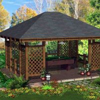 l'idée d'un gazebo de style moderne dans l'image de la cour