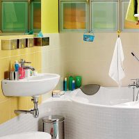 idée d'un intérieur insolite d'une salle de bain avec une baignoire d'angle photo