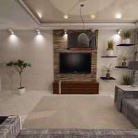 variante d'un intérieur lumineux d'un salon photo de 19-20 m²