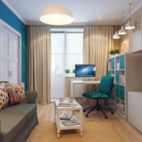 Salón de diseño de 18 metros cuadrados en un pequeño apartamento