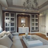 Salón de diseño de 18 metros cuadrados en colores vivos