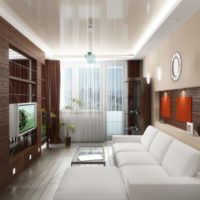 salón de 18 m2 con sofá blanco