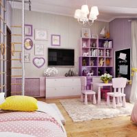 exemple d'un style insolite de chambre d'enfants pour deux filles photo